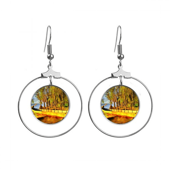 seaside ark photography art deco fashion earrings dangle hoop jewelry drop circle