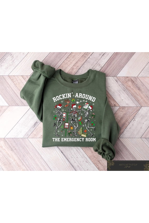 season ER Nurse Sweatshirt, Rockin' Around Nurse Sweater, Er Tech Tee, Emergency Department, season For Nurse, F3740 Tshirt All Size S-5XL