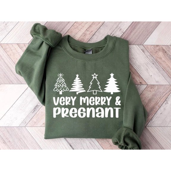 season Pregnancy Sweatshirt: "Very Merry & Pregnant" Maternity Sweatshirt All Size S-5Xl
