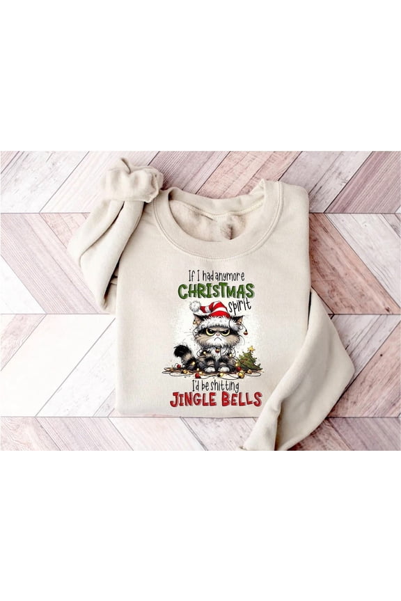 season Sweatshirt: Grumpy Cat in Santa Hat, Quote Sweatshirt All Size S-5Xl