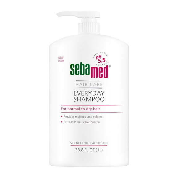 seba med Everyday Shampoo for All Hair Types and Sensitive Scalp 33.8 Fl. Oz (1L) Hypoallergenic Dermatologist Recommended pH 5.5 Soap and Alkali