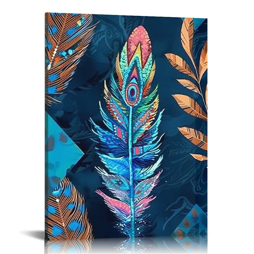 sechars Indian Feather Canvas Wall Art Modern Native American Indian ...