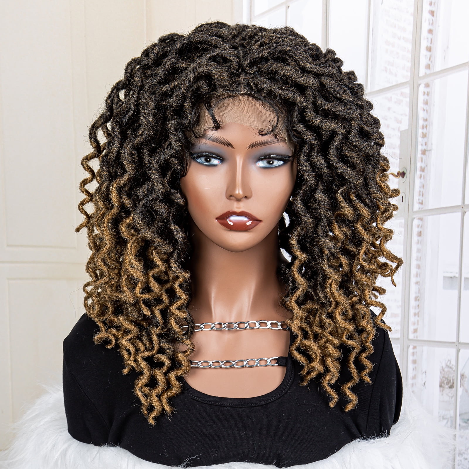 sedittyhair Braided Wigs Synthetic Full Lace Wig for Black Women 18 Inches Short Braid Braiding Hair Wig Knotless Box Short Braids Wigs Hand Made Lace Frontal Braided Wigs 1B 30 Color Walmart