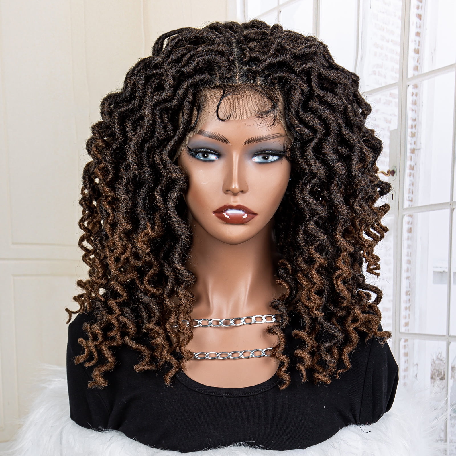 sedittyhair Braided Wigs Synthetic Full Lace Wig for Black Women 18 Inches Short Braid Braiding Hair Wig Knotless Box Short Braids Wigs Hand Made Lace Frontal Braided Wigs 1B 30 Color Walmart