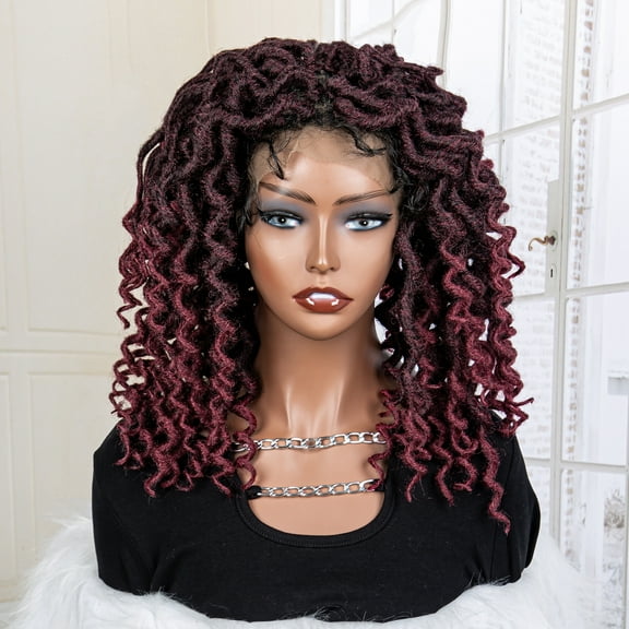 sedittyhair Braided Wigs Synthetic Full Lace Wig for Black Women 18 Inches Short Braid Braiding Hair Wig Knotless Box Short Braids Wigs Hand Made Lace Frontal Braided Wigs 1B/BUG Color