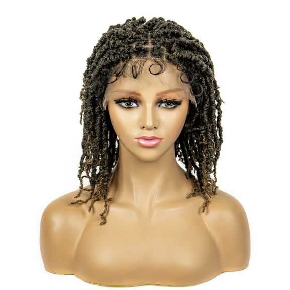 sedittyhair Short Bob Dreadlocks Square Knotless Braided Wigs Locs Crochet Natural Braided Hair Artificial Wig for Black Women with Baby Hair 14 Inches 1B/27 Color