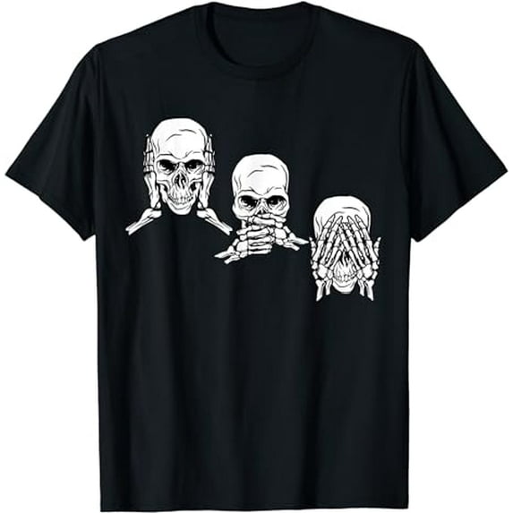 see nothing, hear nothing, say nothing | Skull biker T-Shirt