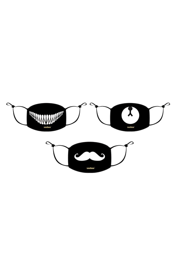seeboo X Extreme Fit (3-Pack) Washable & Reusable Protective Mask With Adjustable Earloops