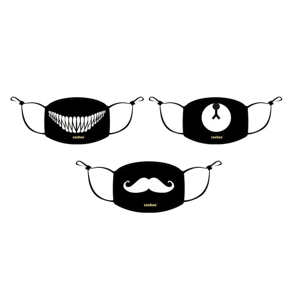 seeboo X Extreme Fit (3-Pack) Washable & Reusable Protective Mask With Adjustable Earloops