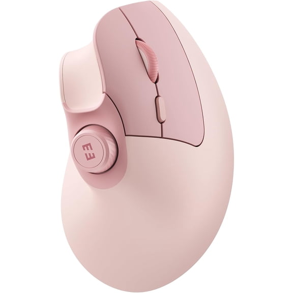 seenda Ergonomic Mouse Wireless, MOU-302 Bluetooth Vertical Rechargeable, Optical Mice with 1000/1600/2400 DPI, Volume Knob, 3 Multi-Device Connectivity for Computer/PC/Laptop/Mac, Pink