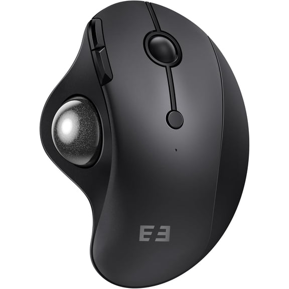 Wireless Trackball Mouse, Ergonomic Bluetooth Rollerball Mouse Rechargeable, 3 Device Connection Optical Mice Adjustable DPI Thumb Control Mice Compatible for PC/Laptop/Windows/Mac - Black