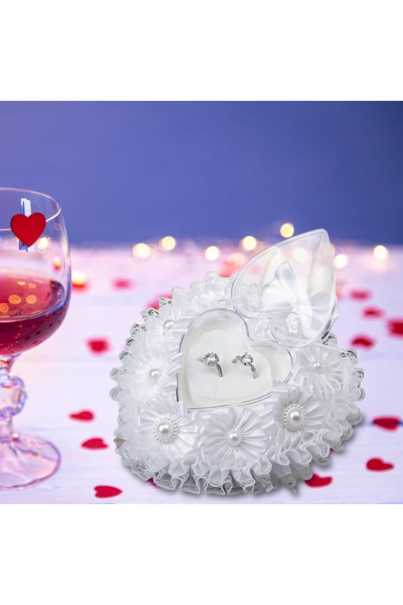 Heart Shape Bearer Box Case Fashion Jewelry Storage Box Birthday Party Creative Protective Durable Wedding Box