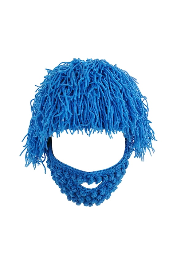 Knitted Hat Knit Bearded Hats Prop Ski Winter Cold Cap Beanie Winter Hat for Skating Outdoor Snowboarding Biking Cosplay 49cm to 51cm