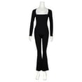 thumbnail image 1 of segolike Long Sleeve Jumpsuits for Women Romper Playsuit Fall Winter Casual Full Length Stylish Square Neck Long Pant for Family Party S, 1 of 7