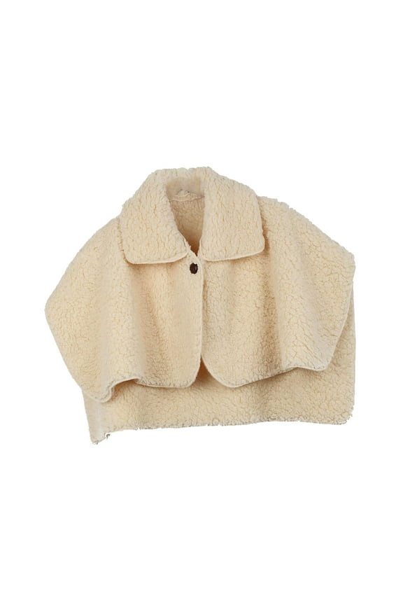 Shoulder Shawl Cape Women Winter Shawl Wrap, Shoulder Protection, Neck Protective Pad, Fleece Shawl with Buttons for Home beige