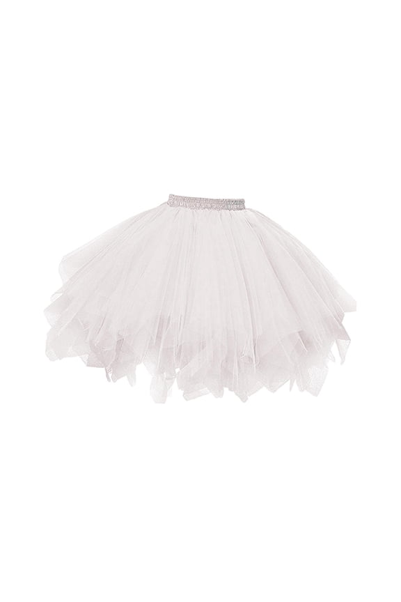 Tulle Petticoat Women Tulle Tutu Skirt Layered Dress up Supplies Dress Costume for Stage Wedding Night Club Performance Beach White