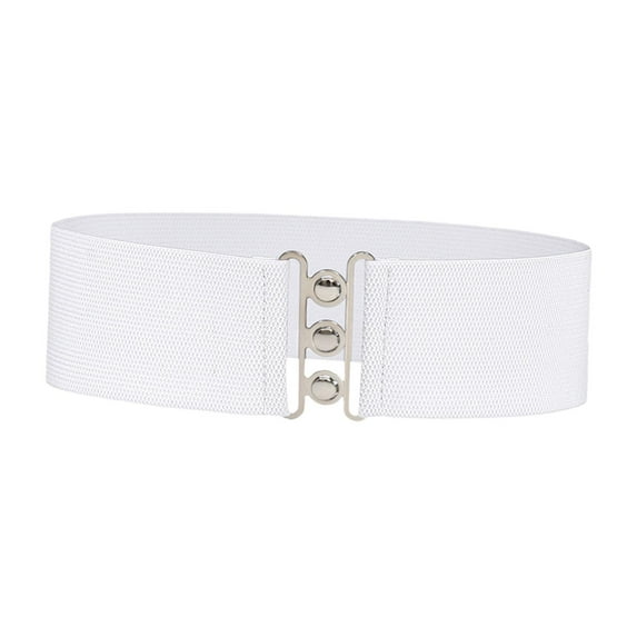 segolike Wide Elastic Belt Waist Belt Female Simple Decoration Solid Color Corset Elegant Girdle Waistband Dress Belt for Women Ladies White