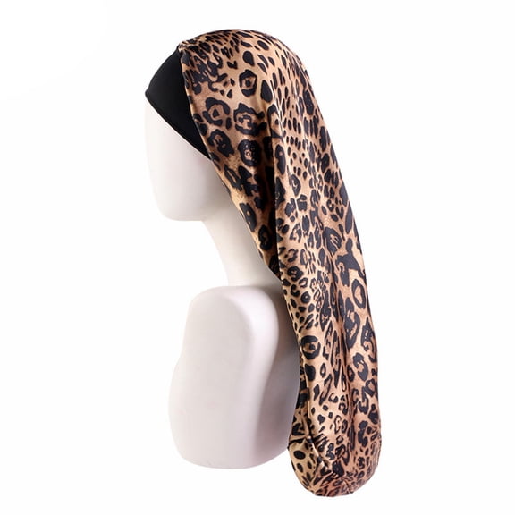 segolike Women Long Satin Bonnet Womens Hair Bonnet Portable Comfortable for Hair Care Satin Cap Night Night Cap for Beauty Salon Bath Leopard Print