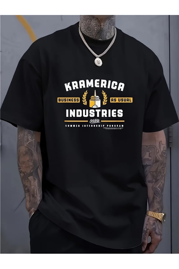 for seinfeld TV Show Inspired Kramerica Industries Graphic T-Shirt | Funny Office Workspace Design, Perfect Gift for Seinfeld Fans, Men & Women (S-XXXL) - Machine Washable Black Tee