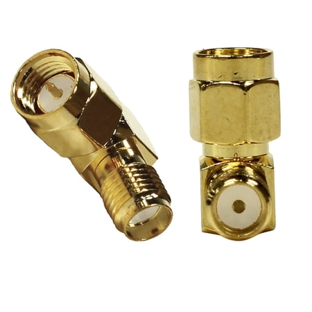 seismic audio pair of gold coax sma male to right angle female cable adapters - sapt316