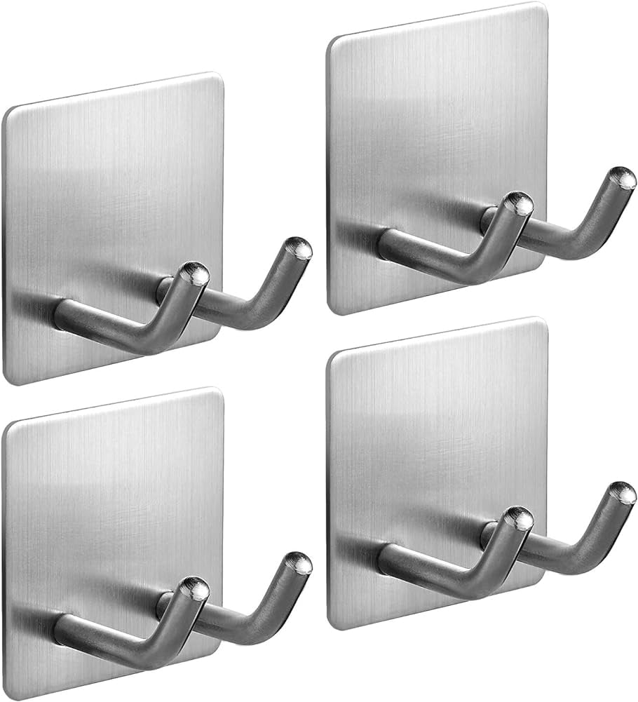 self Adhesive Hooks,Razor Holder for Shower 4 Pack Sticky Hooks Hanger