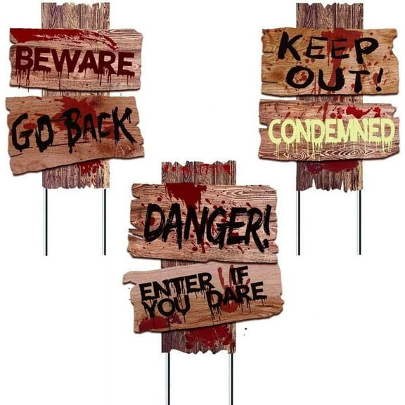 self-designed Halloween Decorations Yard Signs Stakes Props Outdoor Decor Scary Zombie Vampire Graves Holiday Party Supplies 3 Pack(15" x 12")