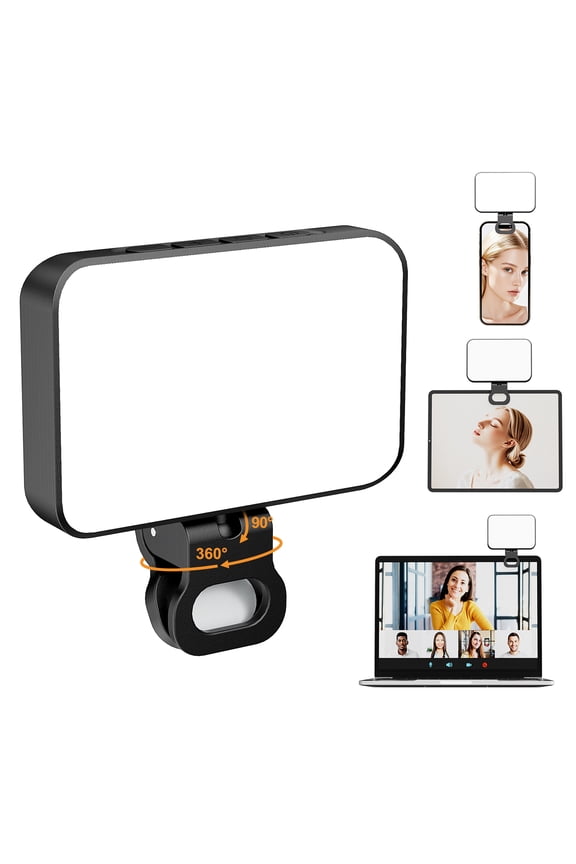 Portable Selfie Light, Fill Light Video Light with Clip Rechargeable 2000mAh CRI 95, 3 Light Modes and 10 Light Levels for Mobile Phone iPhone Webcam Laptop Photo Makeup