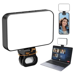 Cshidworld Portable Selfie Light,3 modes, 10 brightness levels, 2000mAh rechargeable battery, electronic digital display, suitable for phones, iPads, laptops, and TikTok beauty vlogs.