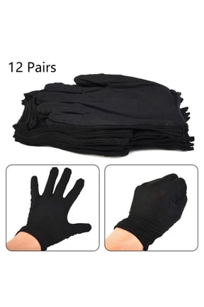 12 Pairs Black Cotton Gloves Soft Large Sensitive Cleaning Dry Moisturizing