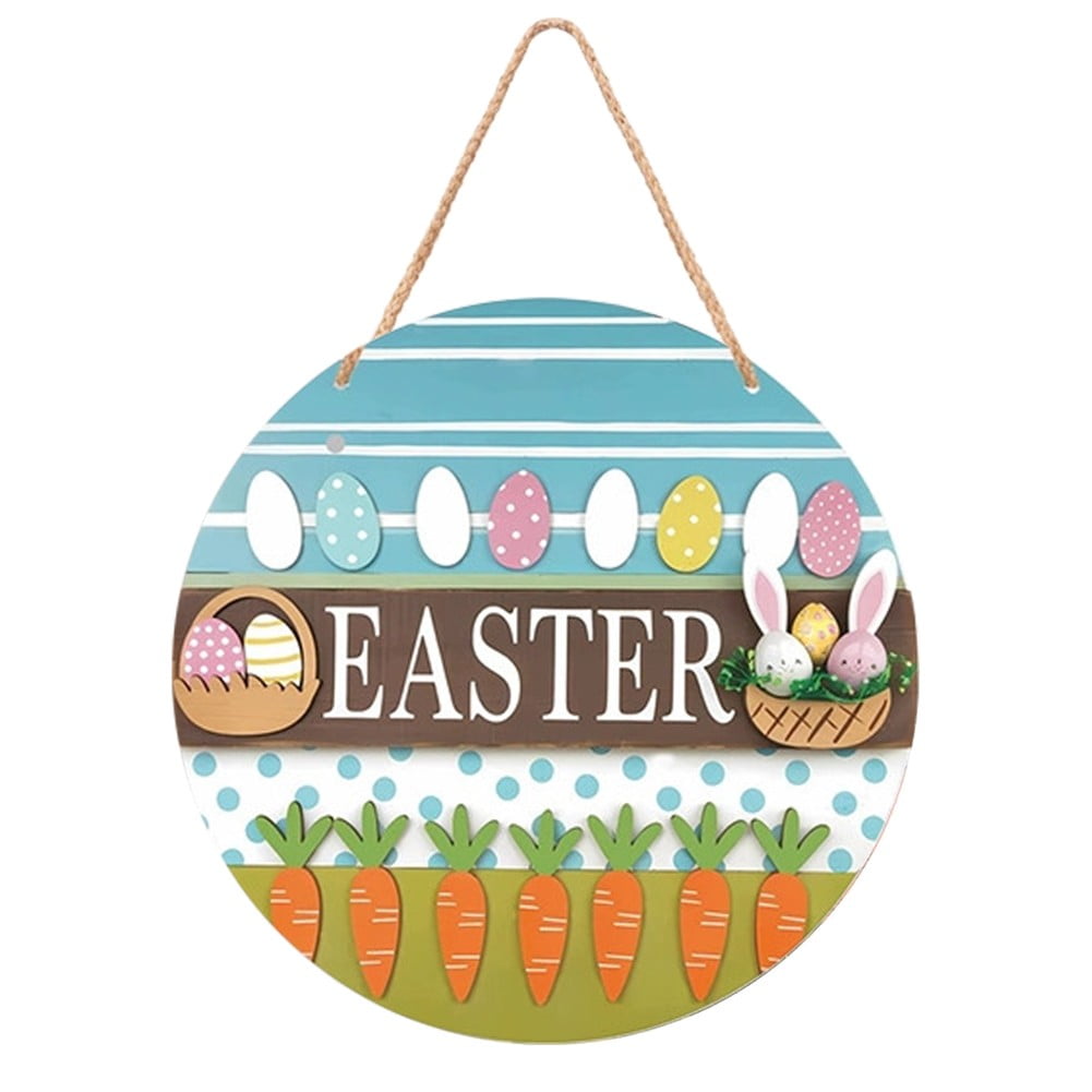 sentaili Easter Welcome Door Sign, Bunny Decor Wooden Sign Round ...