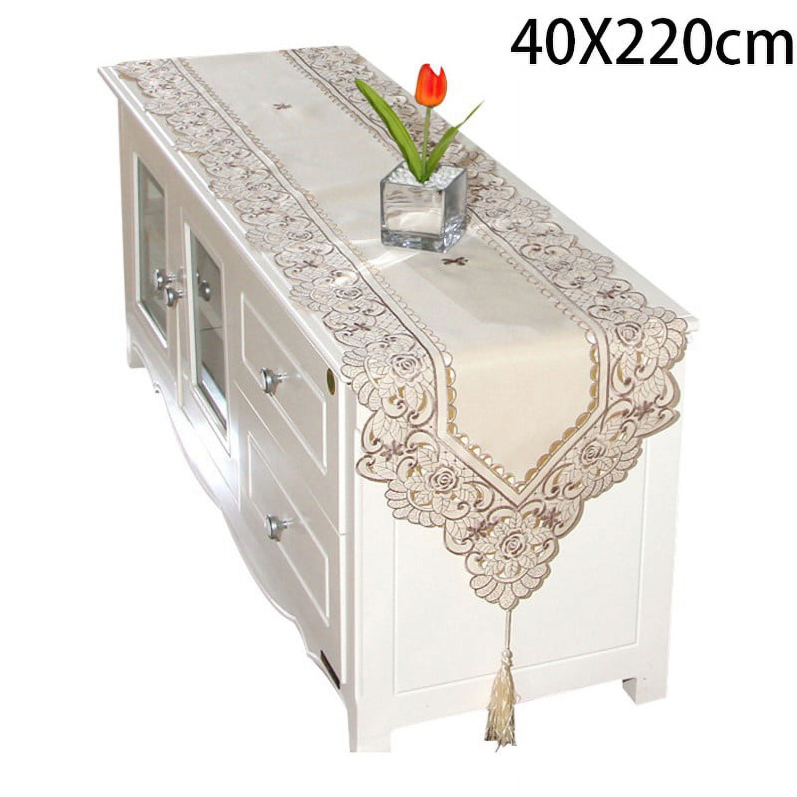 sentaili Table Runner Pastoral Waterproof Embroidered Floral Lace Table ...