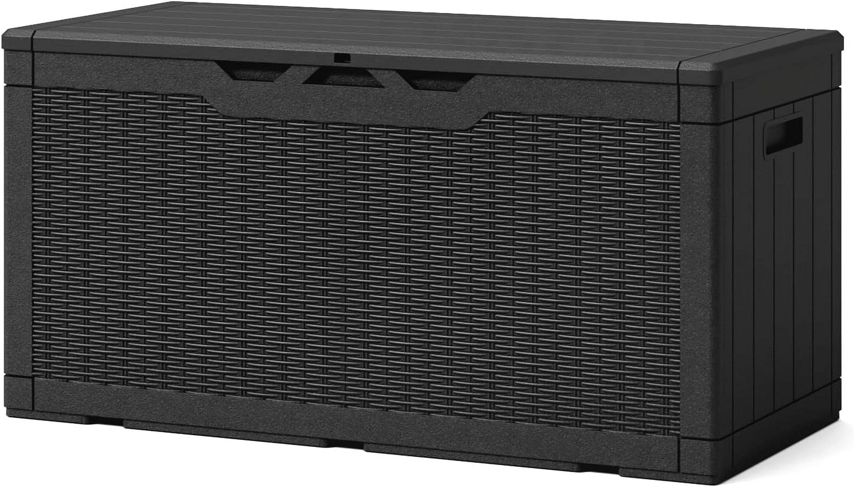sento 100 Gallon Resin Deck Box, Waterproof Large Outdoor Storage Box for Patio Furniture and Garden Tools, Black