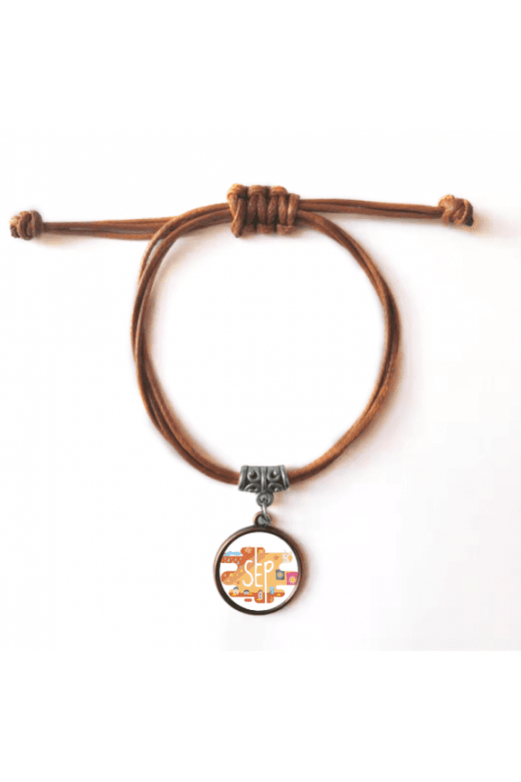 september month season illustration bracelet leather hide wristband brown jewelry