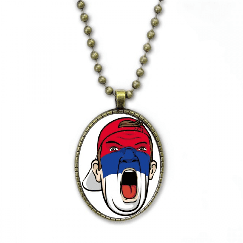 serbia flag facial makeup head screang cap necklace vintage chain bead pendant jewelry collection