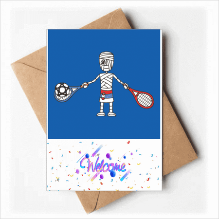 serbian tennis racket soccer cartoon Welcome Back Greeting Cards Envelopes Blank