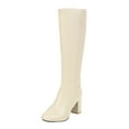 thumbnail image 1 of sertiohcv Knee High Boots Women Knee High Boots Women Chunky Heel Square Toe Heeled Tall Boot for Women Fashion Side Zipper Long Boot Beige Size for US 9.5, 1 of 6