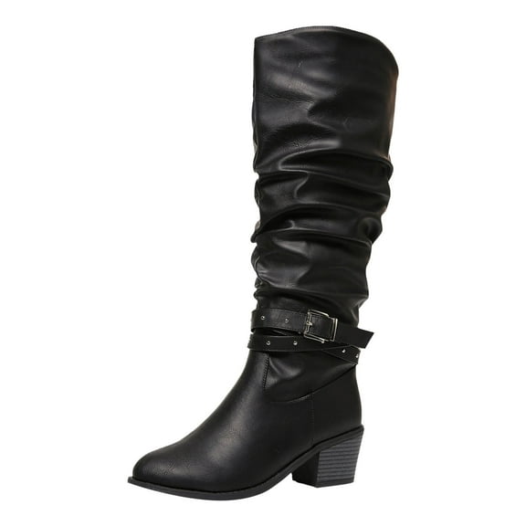 sertiohcv Long Boots for Women Knee High Womens Shoes Platform Knee High Boots Women High Heel Black Boots for Women Boot with Side Zipper Stretchy Boot Black,Size US 9