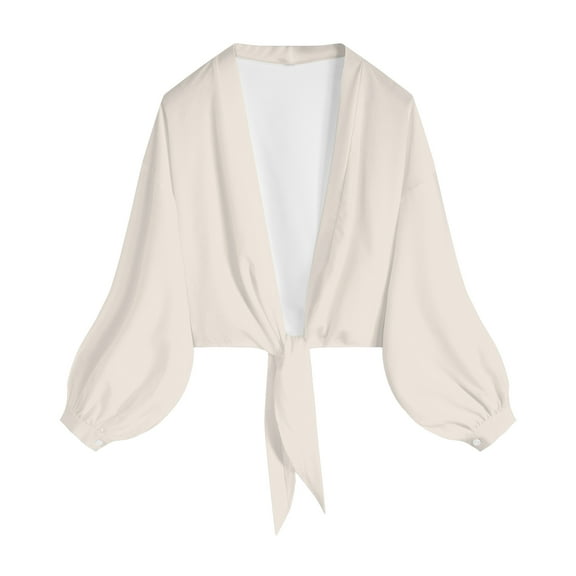 sertiohcv Open Front Cardigan for Women Shrugs for Dresses Women's 3/4 Sleeve Cropped Cardigan Knit Sweaters Lightweight Open Front Shrug Bolero Beige,Size XL