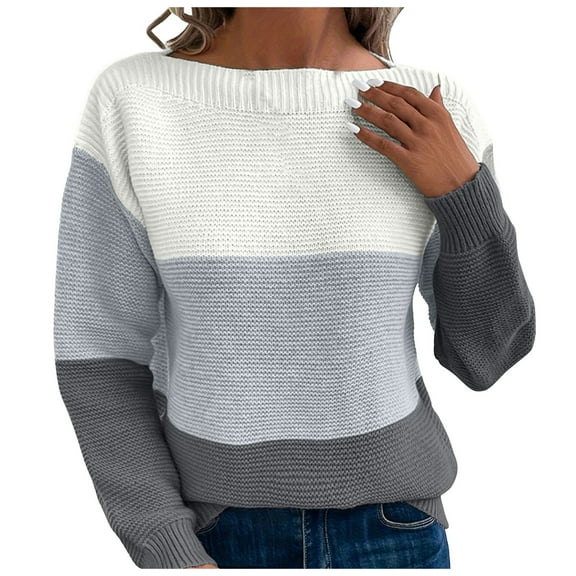 sertiohcv Pullover Sweaters for Women Fall Fashion Womens Oversized Cable Knit Sweater 2025 Fall Long Sleeve Crewneck Pullover Tops Winter Clothes Light Gray,Size XL