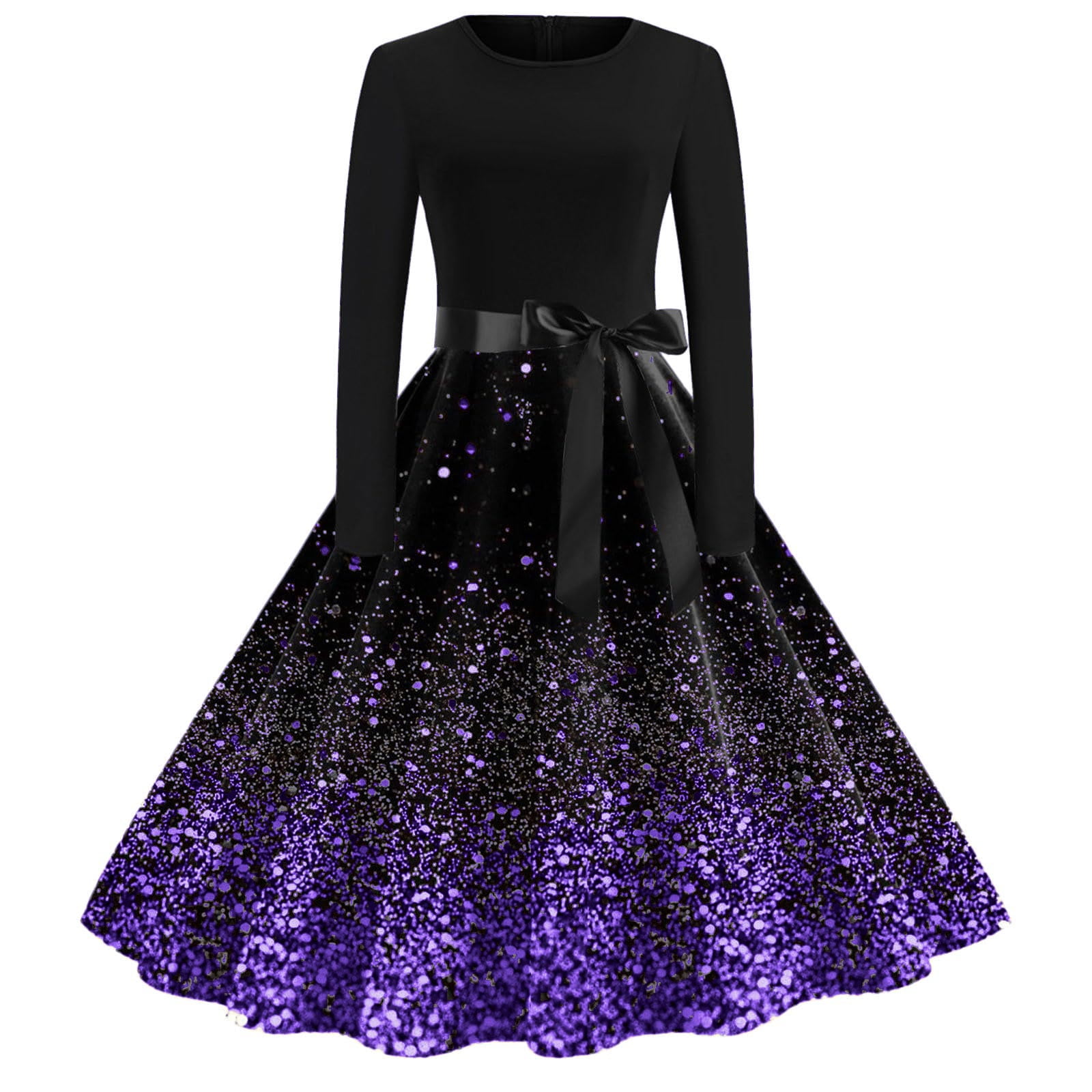 sertiohcv Women's Christmas Print Flare Dress Plus Size Glitter Xmas Tree  Print Dresses Christmas Tea Party Dress V Neck Long Sleeve Vintage Dresses  Holiday Snowflake Swing Dress Purple Size for XXL -
