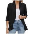 thumbnail image 1 of sertiohcv Womens Cardigans Lightweight Shrugs for Dresses Shrugs for Women 3/4 Sleeve Cropped Cardigan Open Front Lightweight Bolero Black,Size XL, 1 of 9