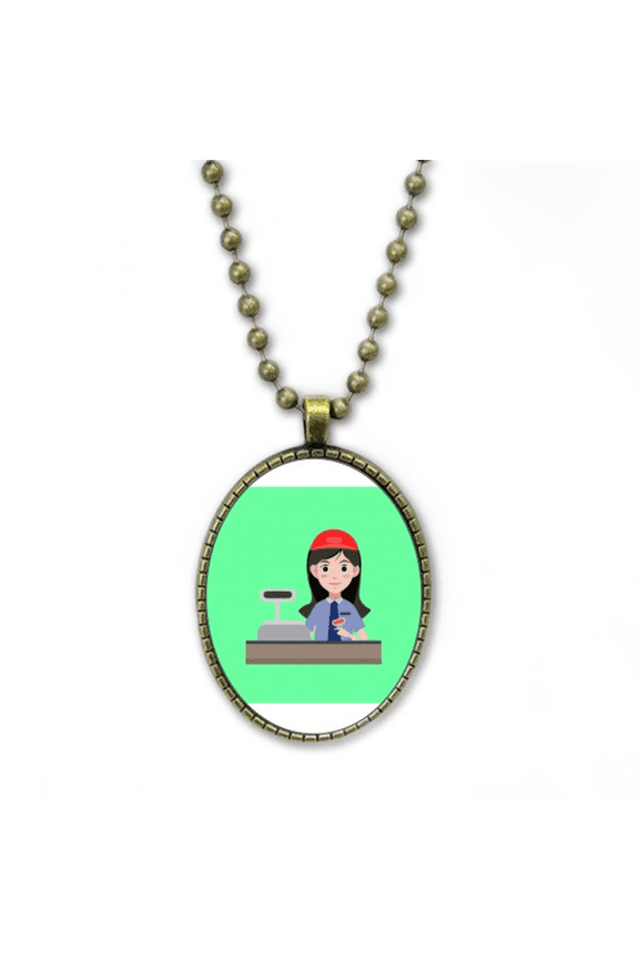 service cashier supermarket checkout necklace vintage chain bead pendant jewelry collection