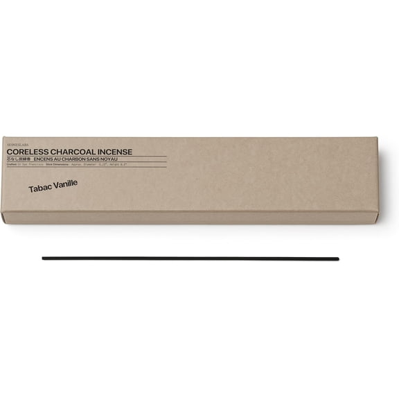 sesneslabs Tabac Vanille Coreless Pure Incense Sticks, Artisan-Crafted Niche Scent, Exclusive Low-Smoke Bamboo Charcoal Formula, Clean-Burning, 1-Hour Burn Time, 20 Sticks