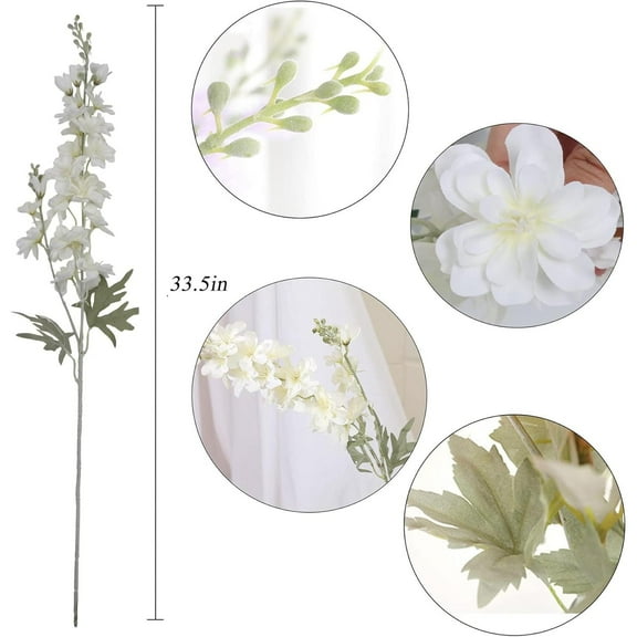 A set of 10 Artificial Flowers Delphinium 33.5in Long Stem Faux Silky Larkspur Flowers Arrangement Decoration, Lifelike Fake Flowers for Tall Vase Home Wedding Party Decor