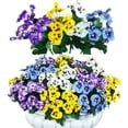 thumbnail image 1 of A set of 12 Vibrant UV Resistant Artificial Pansies - Long-Lasting, Realistic, and Versatile All-Season Plastic Faux Flowers for Indoor & Outdoor Decor White/Purple/Blue/Yellow, 1 of 5