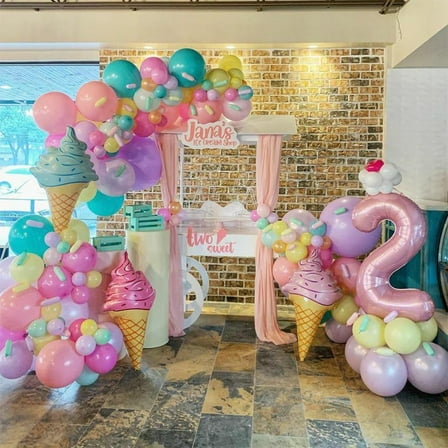 A set of 143 Ice Cream Balloon Arch Garland Kit Macaron Color Rainbow Party Balloons for Bridal Valentine's Day Wedding Engagement Birthday Party Decor - Home Improvement. Colorful