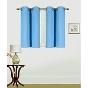 set of 2 panels grommet top short window panels thermal insulated solid Turquoise color blackout curtain drapes room darkening for bedroom kitchen bathroom 28 inch by 36 inch K30
