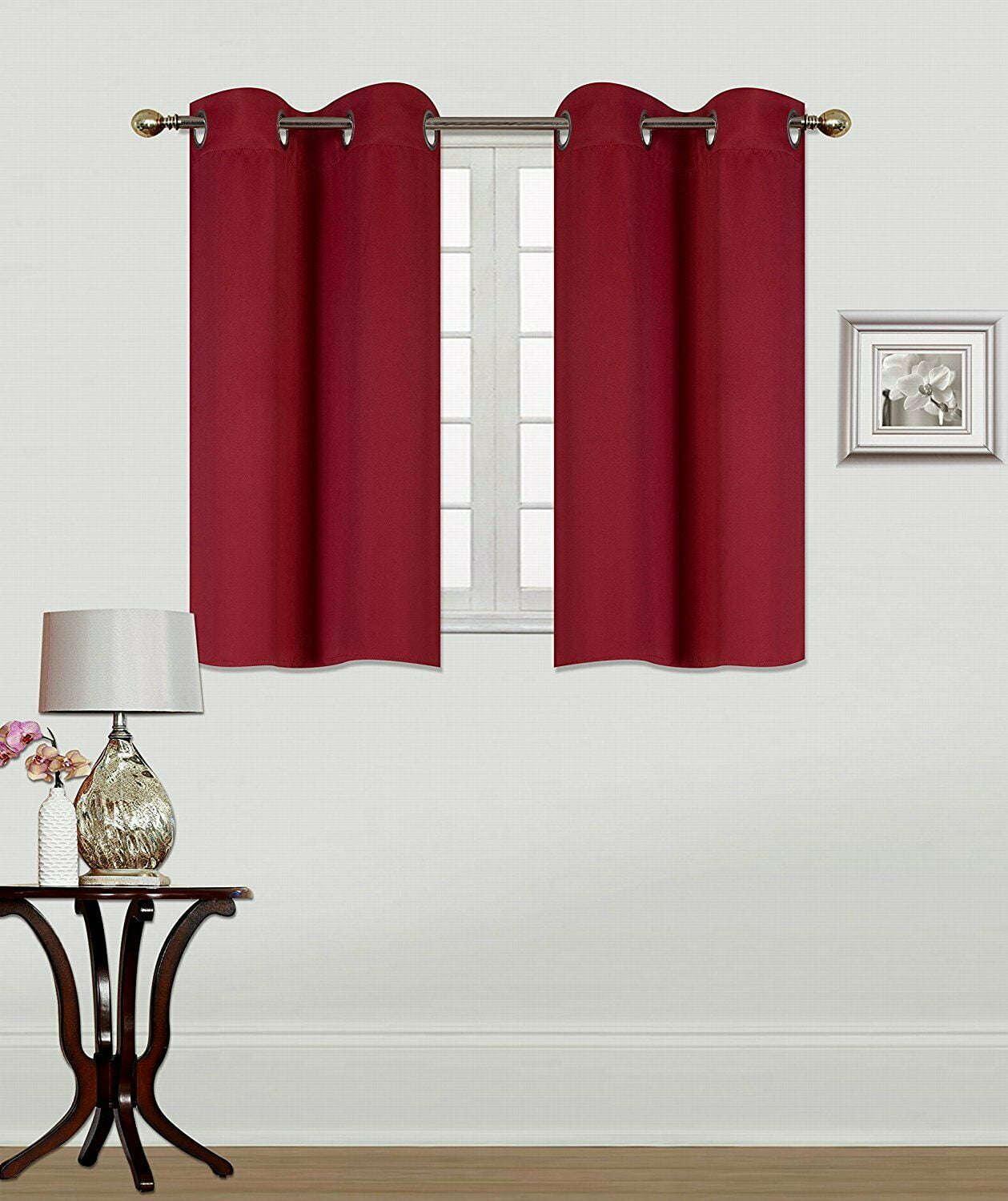 set of 2 panels grommet top short window panels thermal insulated solid