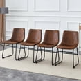 thumbnail image 1 of A set of 4 Retro Brown Suede Chairs ,Comfortable Bar Stools, Suitable for Industrial and Vintage Style Environments, with Product Dimensions of 17.7*20.87*37 inches., 1 of 1