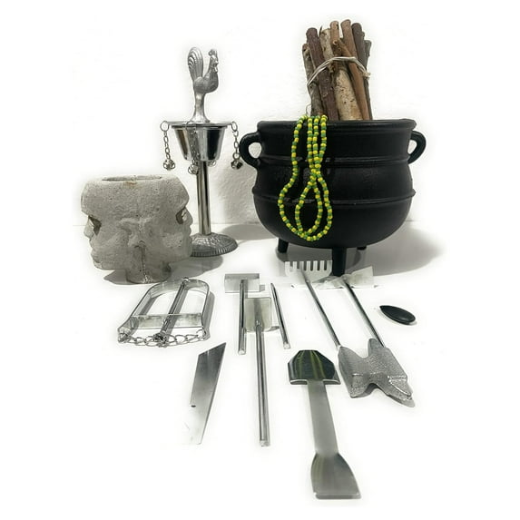 set de guerreros herramientas de oggun elegua carga de 21 palos santeria collar de orula piedra de rayo santeria ozun de guerreros